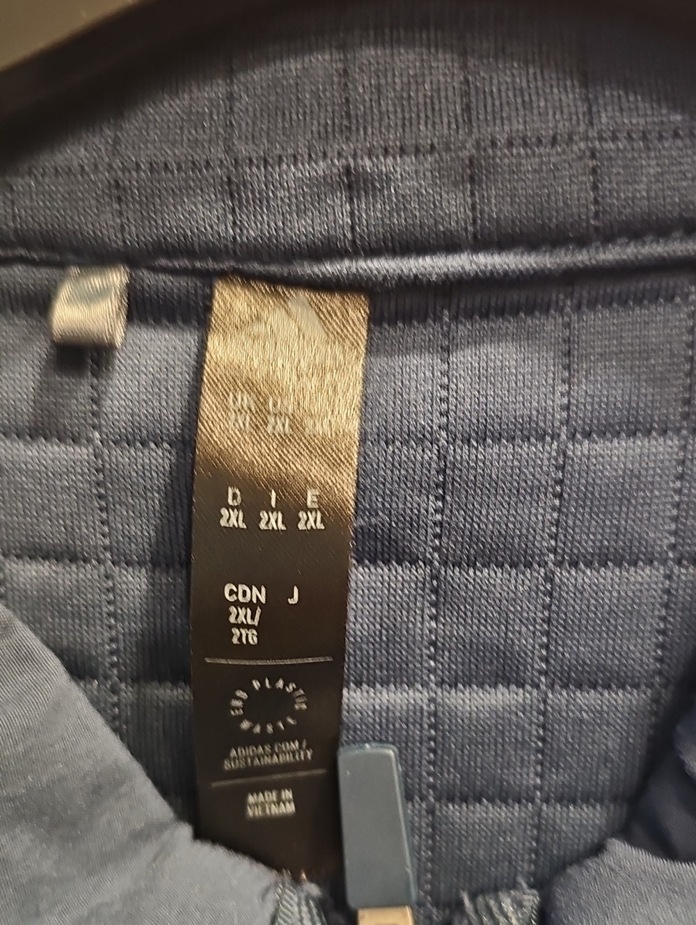 Adidas Men's Quilted Half-Zip Sweater Jacket - Blue - Picture 2 of 7